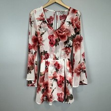 Show Me Your Mumu Runaway Mini Dress Rose Print Semi Sheer Size M