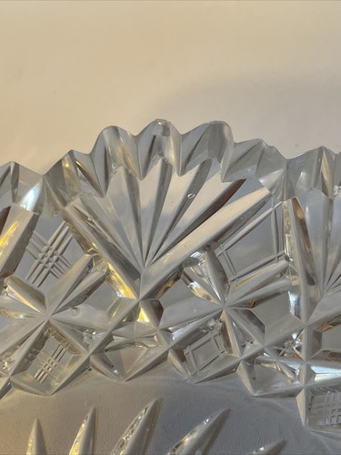 Vintage Cut Glass Oval Low Bowl Shiny 7.75” x 5.25” x 1.5” High - Picture 18 of 21
