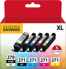 PGI-270XL CLI-271XL 5 Color Value Pack Replacement for Canon 270 271 XL Ink C...