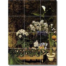 Auguste Renoir Flower Tile Mural PT07398. 36 x 48 12 12x12 tiles