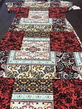 Lularoe Maria Dress Women 3XL 🦄 Unicorn Red White Paisley Quilt 26-28 New Flowy
