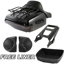 King Trunk Pad Mount Rack Light Speakers Fits For Harley Street Glide 09-13