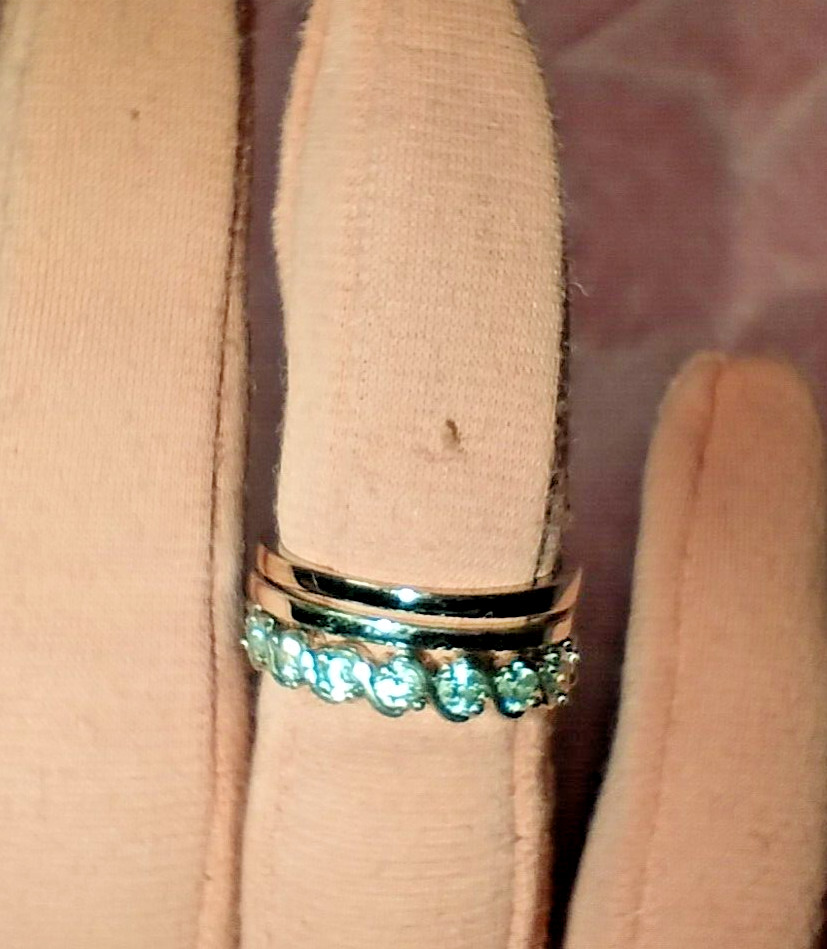 3 piece stackable ring set with green and clear c… - image 17
