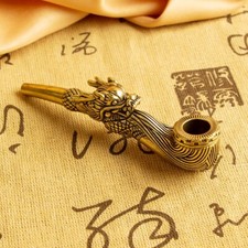 Small Brass Vintage Pipe Engrave A Dragon Head Pattern Brass Metal Smoking Pipe
