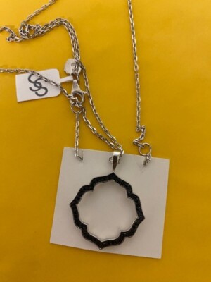 JC Penney Silberkette schwarzer Diamant Collier; nagelneu nie getragen