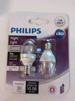 Lot Of 6 Philips 462977 7W Equivalent LED Soft White C7 Nightlight 12 Lights RK
