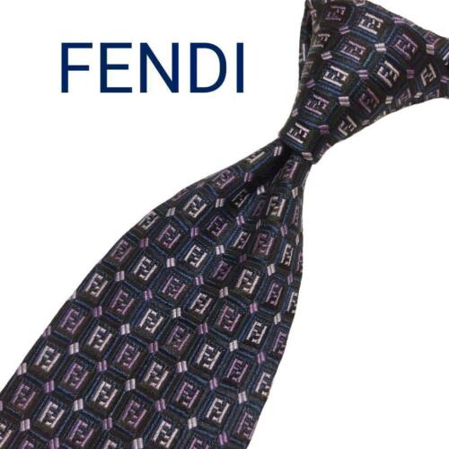 FENDI Men's Necktie Luxury Silk High Brand All Over Zucca Pattern Jacquard Weave - 第 1/5 張圖片