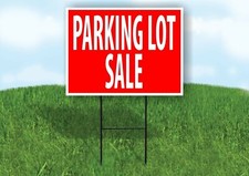 PARKING LOT SALE RED WHITE Yard Sign Road with Stand LAWN SIGN