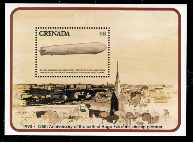 Grenada Bl. 355 ** 125. Geburtstag Hugo Eckener Zeppeline postfrisch