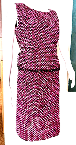 NWT ESCADA 3PC PINK/BLACK WOOL BOUCLE TWEED BEADED SKIRT/TANK/SUIT WOMENS 38 - Picture 5 of 11