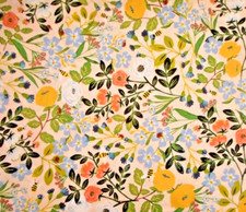 Quilt Fabric 3/4 Yard Orange Yellow Blue Green Floral on Peach Premium Cotton