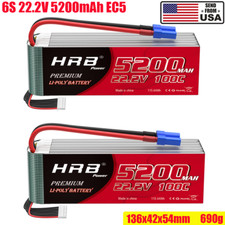 2xHRB 22.2V 6S Lipo Battery 100C 5200mAh EC5 Plug for RC Car Helicopter EDF