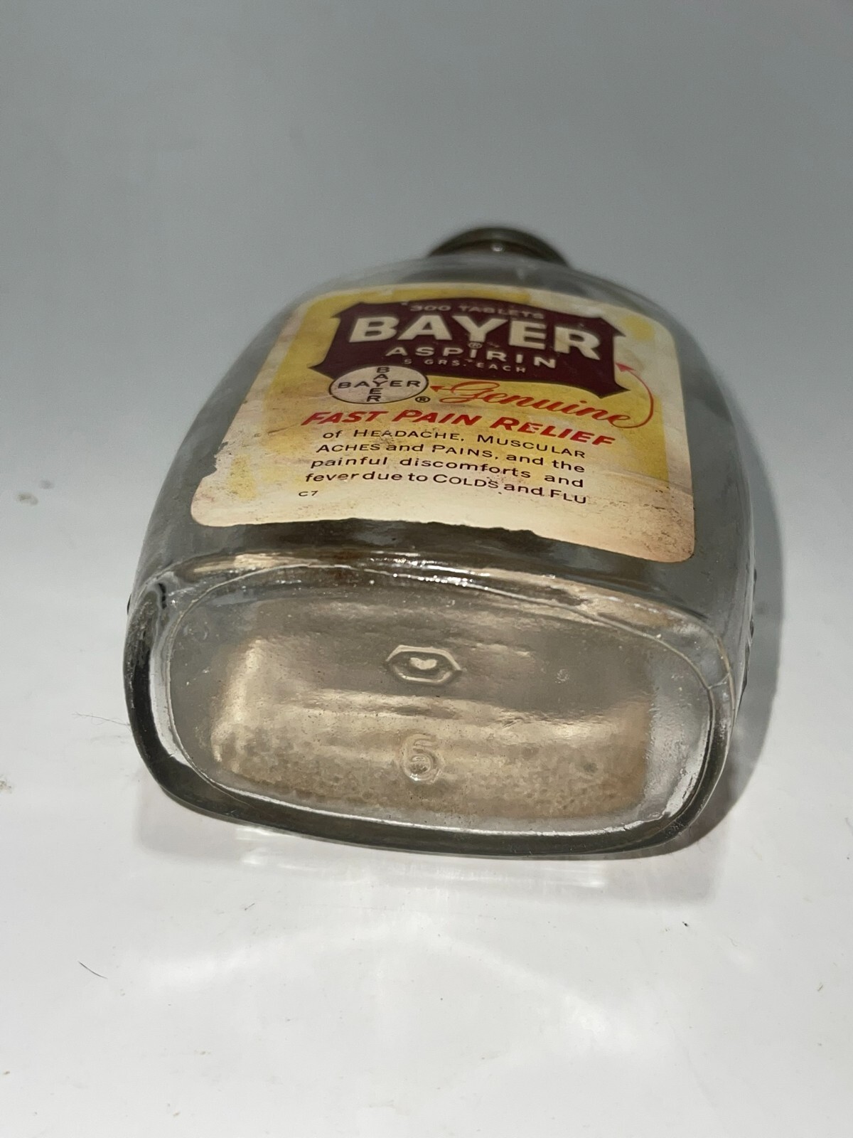 Bayer Aspirin Glass Bottle Metal Lid 300 Tablet Size Vintage eBay