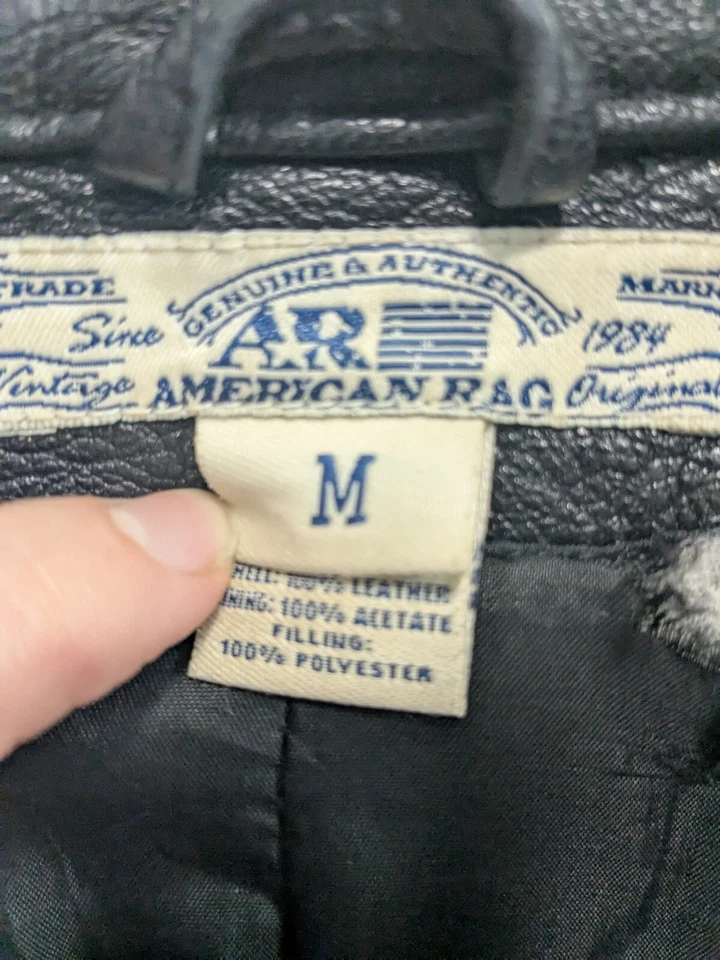 Подлинный подлинный American Rag мужской кожаный мотоциклетная куртка размер M - Изображение 3 из 4
