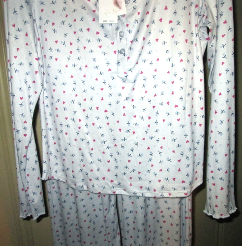 JESSICA SIMPSON Damen PYJAMA SET - GR. XL - blau mit rosa/blauem Ohr - Neu mit Etikett - Ret 50,00 - Bild 4 von 10
