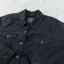 Levis Jacket Womens 2X Black Denim Trucker Ty...