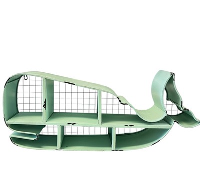 Nursery Wall Decor Metal Whale Shelf Mint Green 28in Wide Ocean Nautical