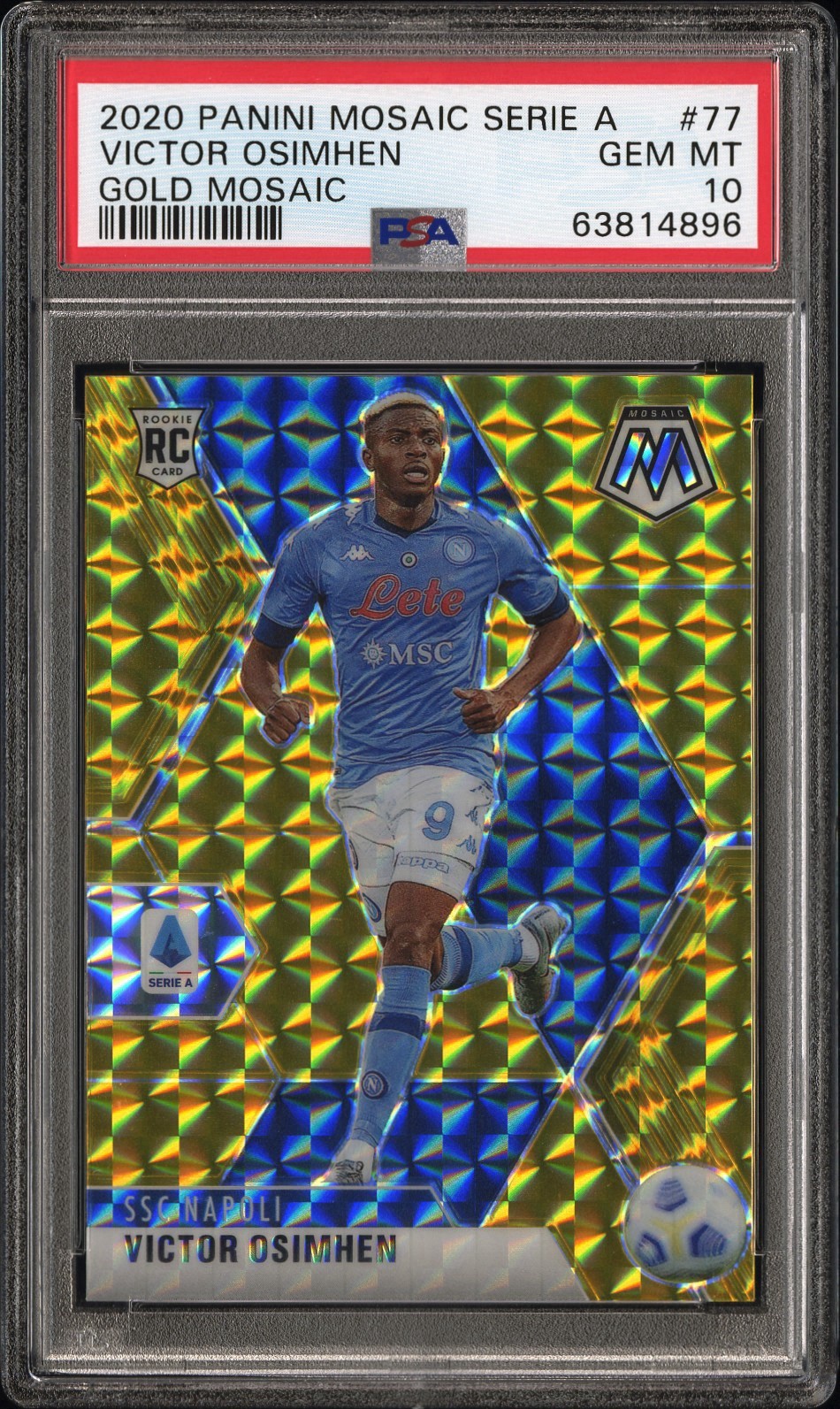 2020 Panini Mosaic Serie A Victor Osimhen Gold Prizm RC /10 PSA 10 POP 2