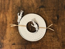 Cat 6 CAT6 Flat Cord Cable 3m 500mhz Ethernet Internet Network LAN WHITE NEW