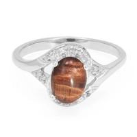 Cavill Ring Sterlingsilber 925 Roter Tigerauge 1,17Ct Oval Cabochon