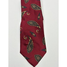 Christian Dior Monsieur Silk Tie Burgundy Red Paisley Feather Italian Fabric USA