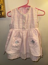 Vintage 90s Tea Party Dress 24 Months Pink Gingham Apron