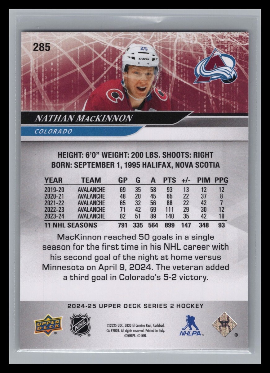 2024-25 Upper Deck Hockey #285 Nathan MacKinnon Base Set Card