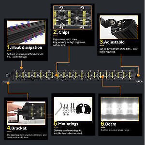Fit Can-Am Commander 1000/Maverick Roof 40" +8" LED Light Bar+2" Dual Lens Pods - Picture 6 of 22
