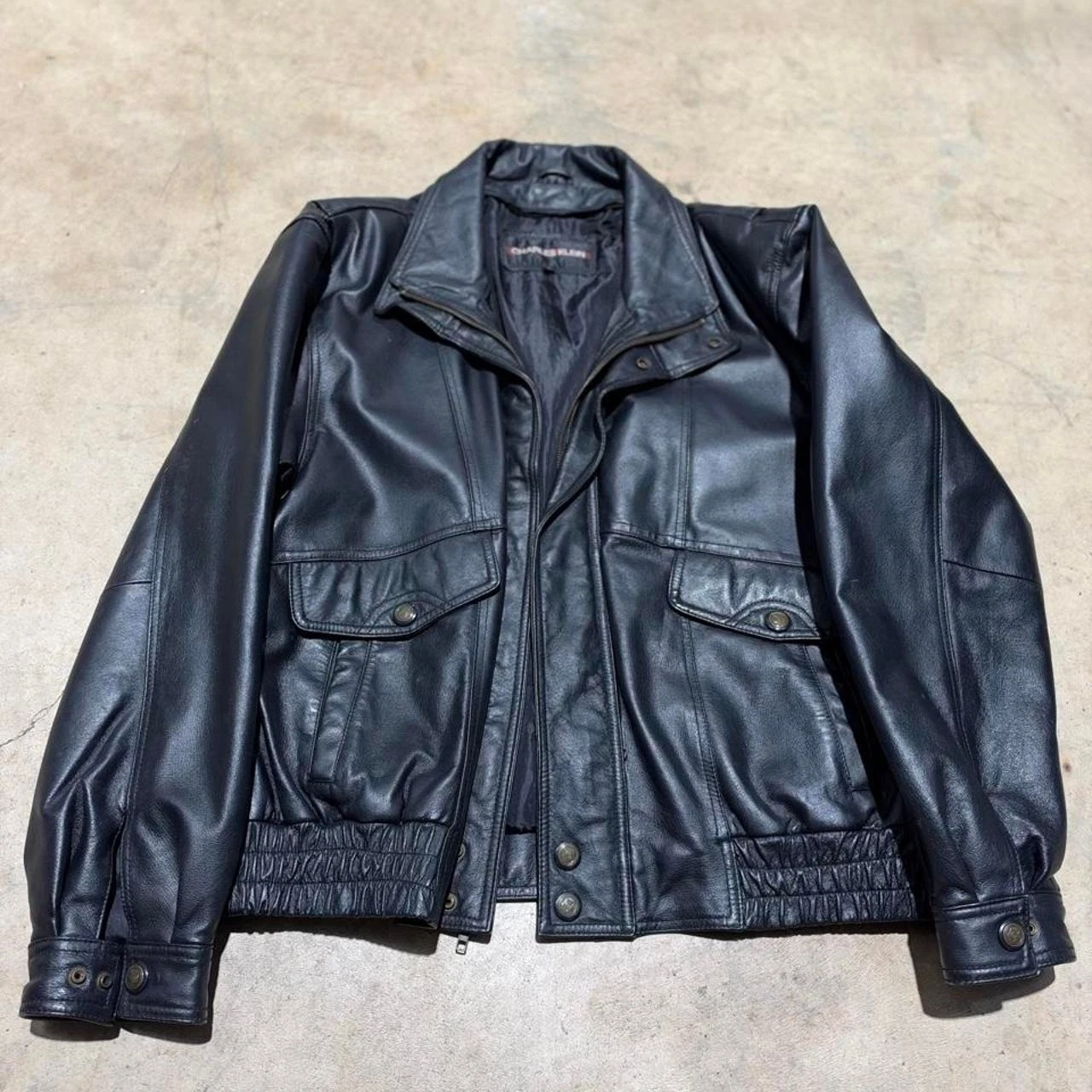 Vintage Charles Klein 90s Leather Bomber Jacket Size L image 1