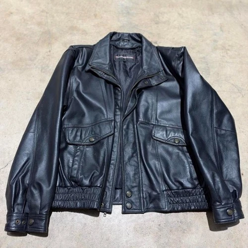 Vintage Charles Klein 90s Leather Bomber Jacket Size L - product listing photo