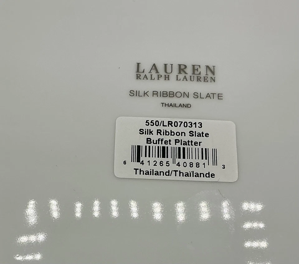 НОВОЕ круглое блюдо для буфета Lauren от Ralph Lauren 12,25 дюйма шелковая лента сланец серебро - Изображение 4 из 4