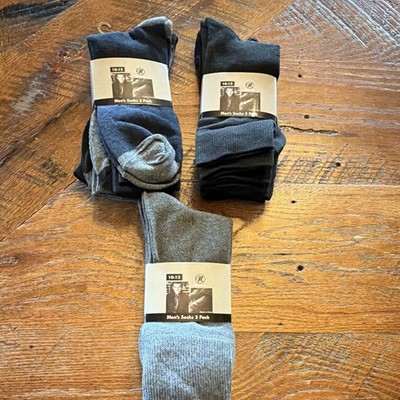 National Men's Dress Socks 3 Pairs Size 10-13 Solid Multicolor Cotton Blend