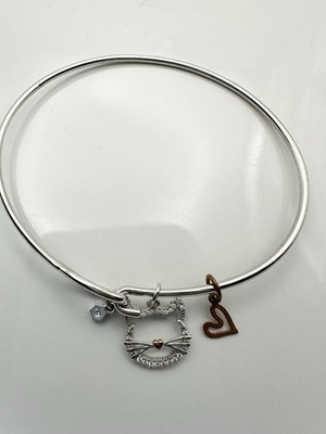 Origami Eule Armband Sterling Silber Kristall Katze Herz Bettelarmreif