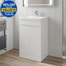 500mm Free Standing Vanity Unit 1TH Basin Sink Gloss White Flat Pack Bathroom