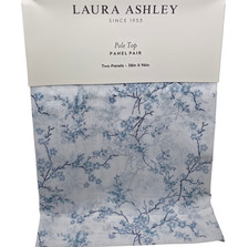 Laura Ashley Blue Blossom Semi Sheer Curtains Set 2 37x96 Floral Panels