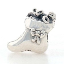 NEW Authentic Pandora Santa's Stocking Charm Sterling Christmas 791038 Retired