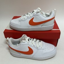 NIKE Court Borough Low 2 GS Big Kids Size 5Y White/Orange BQ5448-114