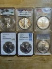 LOT OF (6) BEAUTIFUL GRADED 1 OZ SILVER AMERICAN EAGLES 🦅 MS70 & MS69 📈📈🔥🔥