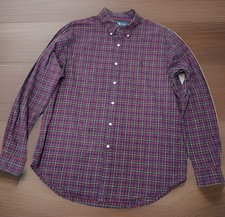 Ralph Lauren Plaid Shirt Men s L Classic Fit Button-Down Casual Navy Green Red