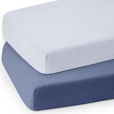 Baby Muslin Crib Sheets - Cotton Fitted Crib Sheets Neutral for Boys and Girl...