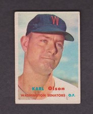 1957 Topps Baseball Card #153 Karl Olson Washington Senators VG O/C Vintage