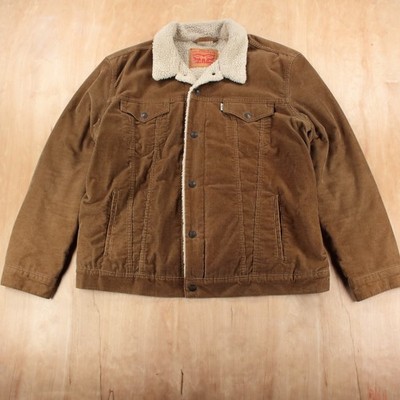 LEVI'S sherpa lined corduroy trucker jean jacket 2XL tag retro ranch workwear