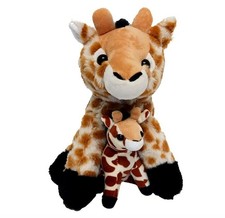 Giraffe Stuffed Animal Holding Baby Plush Toy