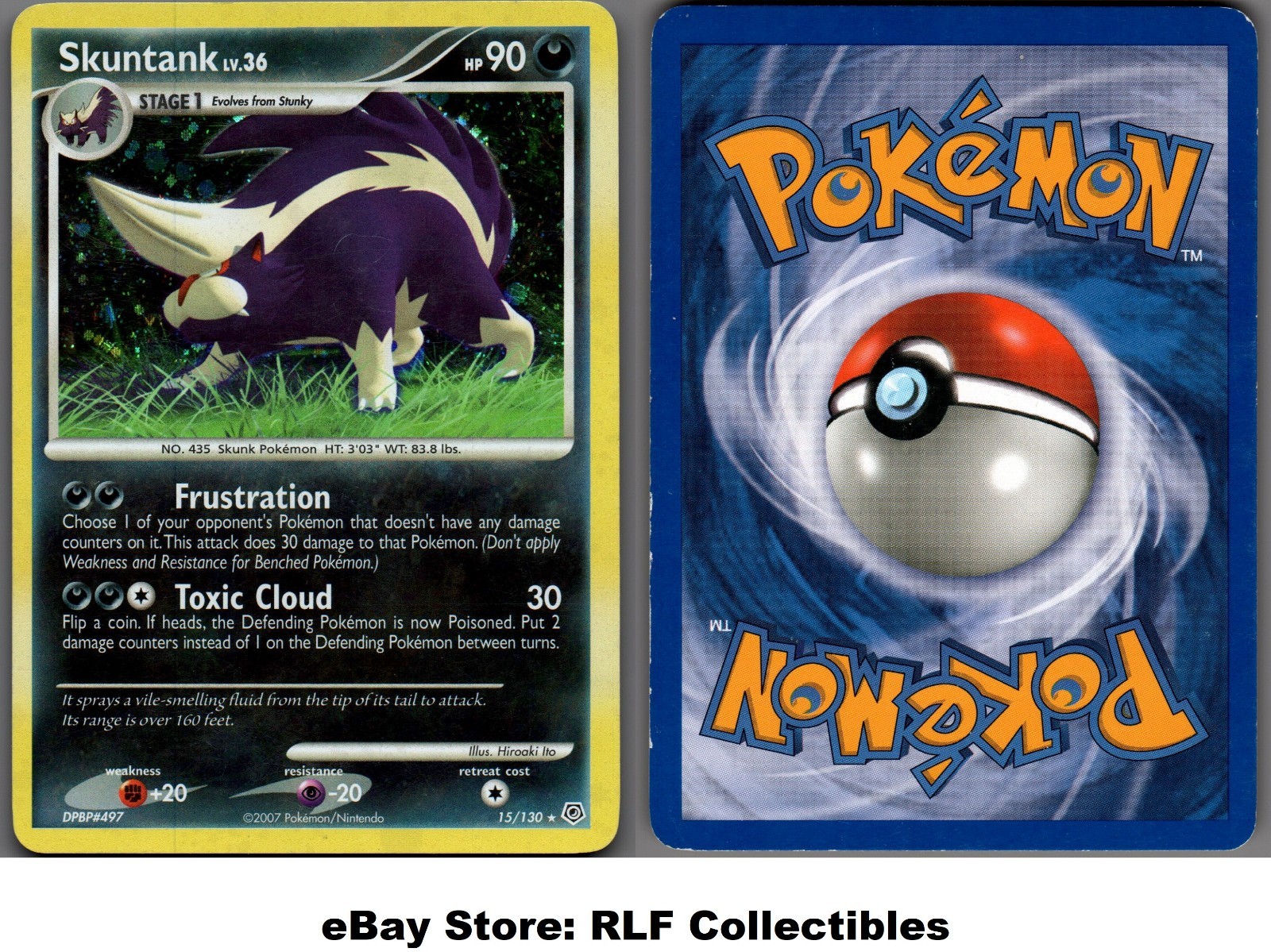 2007 Pokemon, Diamond & Pearl, #15/130 Skuntank Lv. 36, Holo Rare