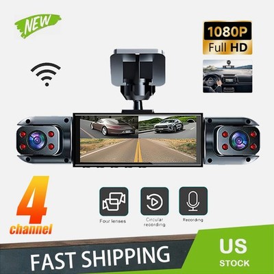 360° Full View 4 Channel WiFi Dash Cam 1080P HD Car Four Direction Camera DVR