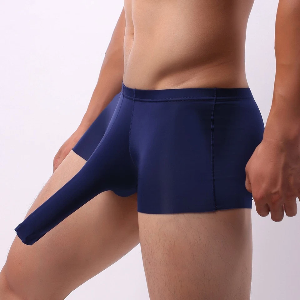 Breathable Men Ice Silk Underwear Elephant Nose U Convex Boxer Trunks Shorts - Image 4 of 4