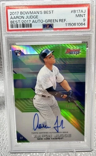 2017 Bowman's Best Aaron Judge Green Refractor Autograph /99 (RC) PSA 9