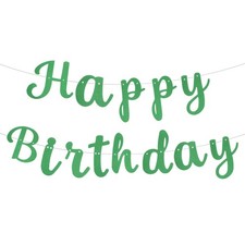 Birthday Banner 16 Feet Glitter Green Birthday Decorations Birthday Sign