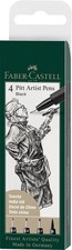 Faber-Castell Pitt Artist Pens - 4 Black India Ink 1 Count Pack of 4 ,