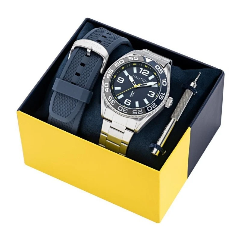 Nautica N10061 - Orologio multifunzione rotondo in acciaio inossidabile : Nautica